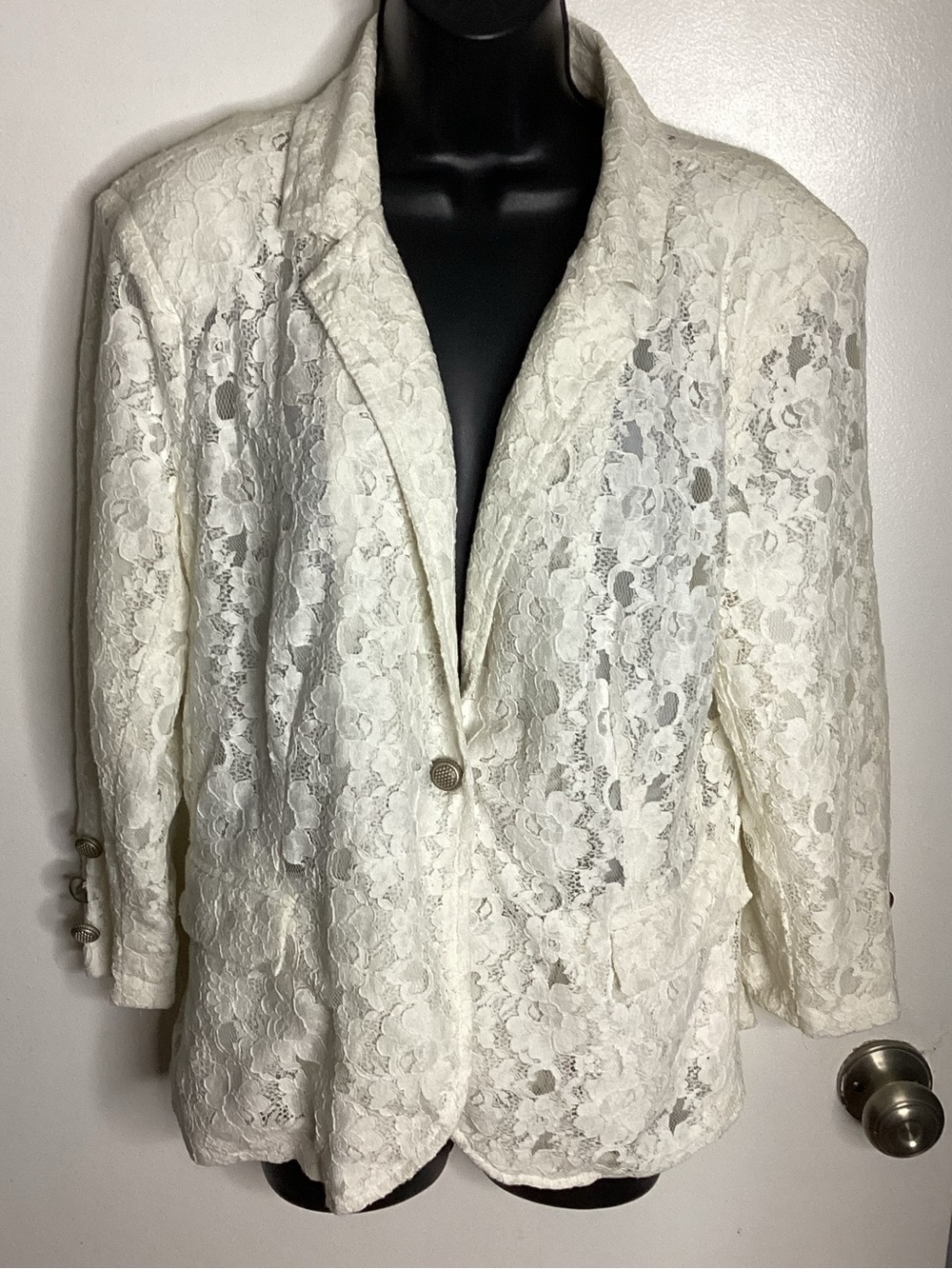 Live a Little Ivory Lace Single-Button Blazer M